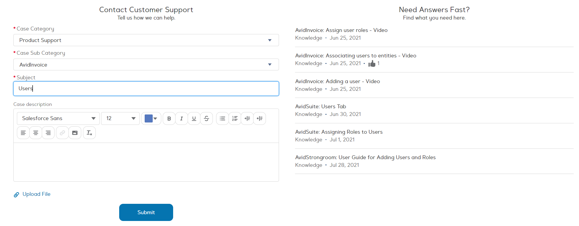 What are AvidXchange's AvidStrongroom support hours?