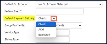AvidStrongroom: Changing Default Payment Type