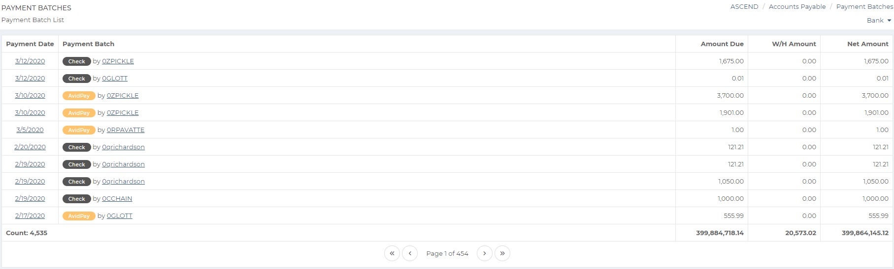 AvidAscend: Accounts Payable - Renumber Checks