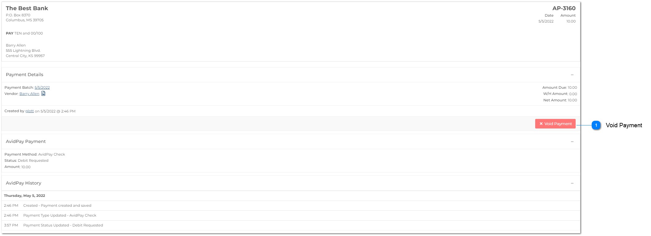 AvidAscend: Accounts Payable - Payment Details (AvidPay)