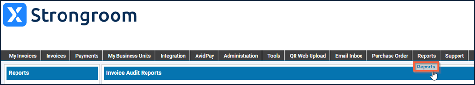 AvidStrongroom: Reports Tab