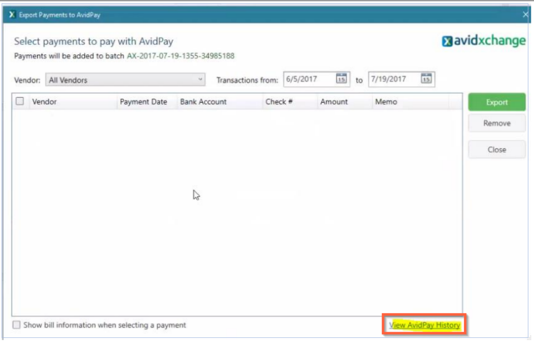 AvidPay: Exporting AvidPay Files - QuickBooks