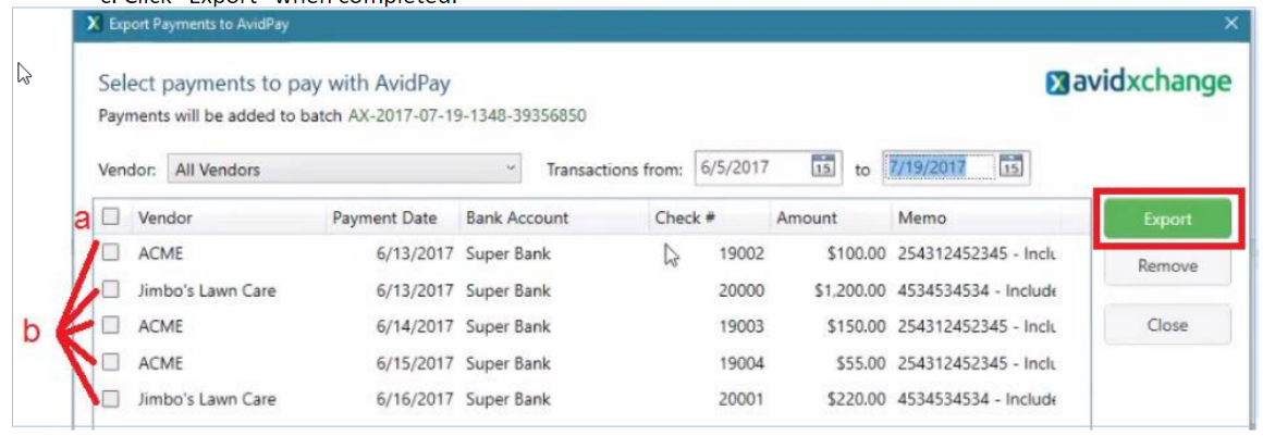 AvidPay: Exporting AvidPay Files - QuickBooks