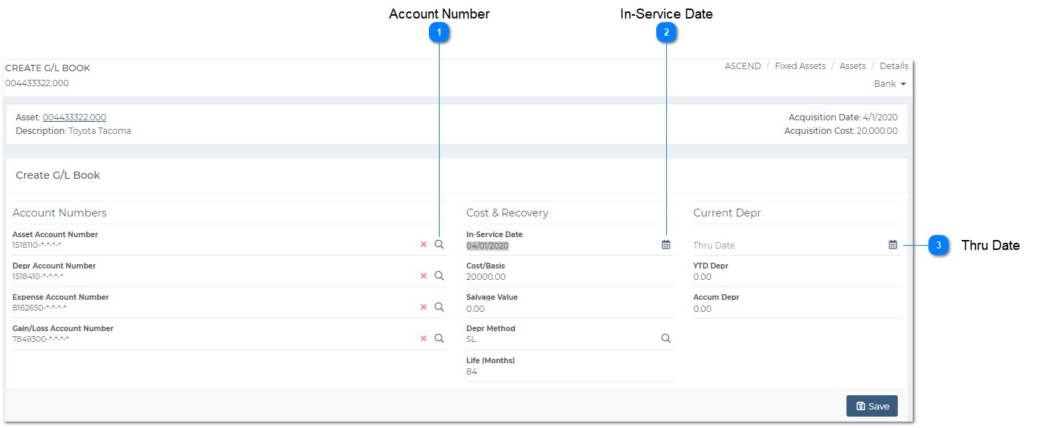 AvidAscend: Fixed Assets - Add G/L Book