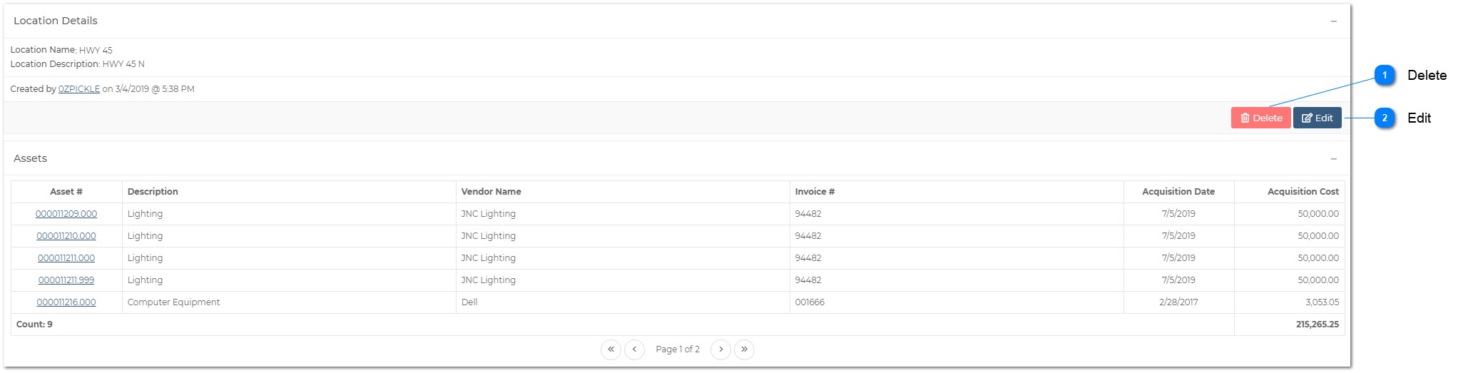 AvidAscend: Fixed Assets - Locations